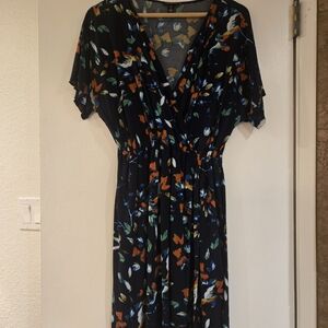 Kenneth Cole Navy Floral Midi Dress